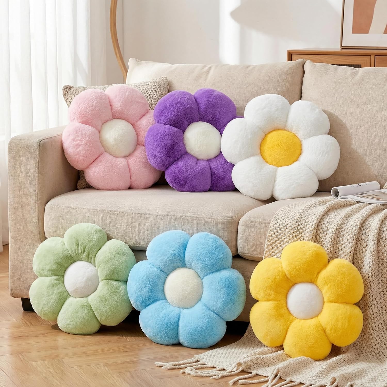 Colourful Candy Pillows styled in a living room